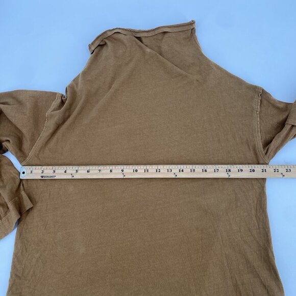 We The Free XS Long Sleeve Tan Cowl Funnel Neck Boxy Oversized Shirt FP Boho - Picture 9 of 12